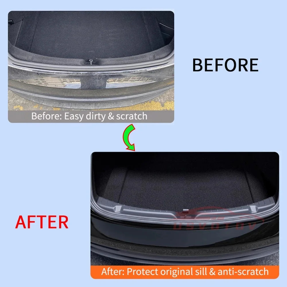 For 2026 2025 2024 Tesla Model 3 Highland Rear Bumper Guard Protector TPE Trunk Bumper Sill Cover Interior Travel Accessories Vue