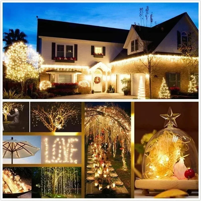 Led Solar Fairy String Lights 8 Modes Christmas Led Light Outdoor Garden Patio Wire Garland Light Christmas Lights Vue