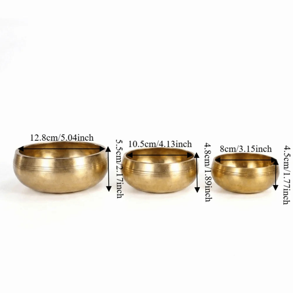 Soft Cushion Nepalese Singing Bowl Stress Relief Bottom Engraved Sound Bowl with Stick Home Decor Tibetan Singing Bowl Set Vue