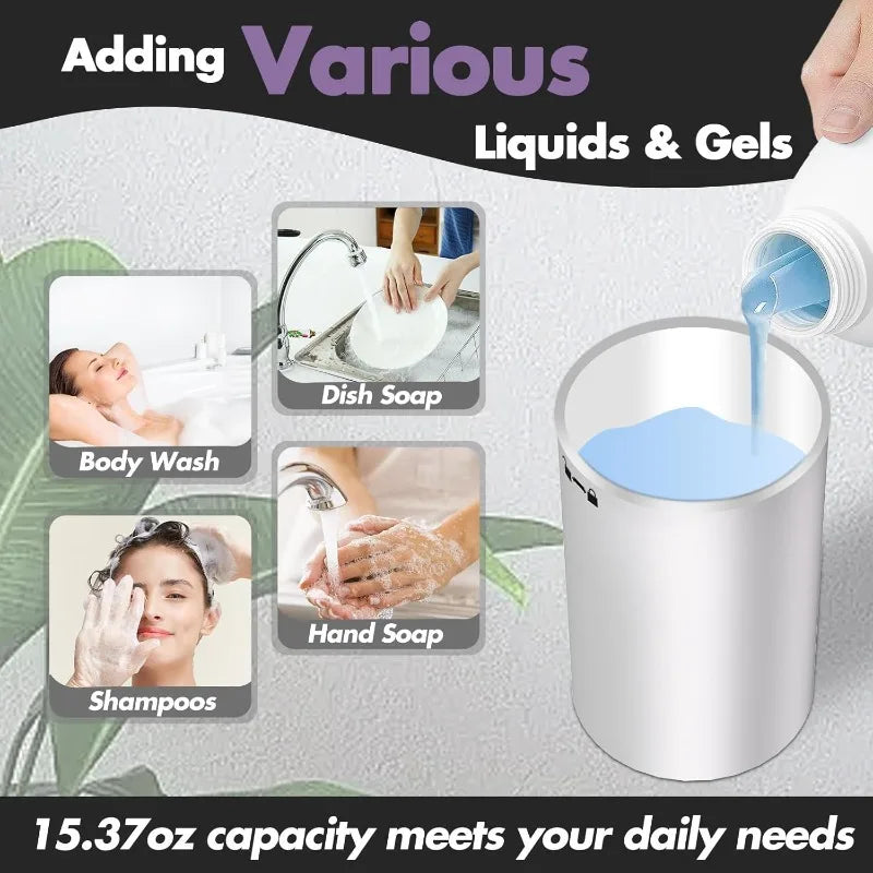Automatic Liquid Soap Dispenser Touchless Dish Soap Dispenser 8 Level Adjustable Control Rechargeable Auto Soap Pump Hands Free Vue