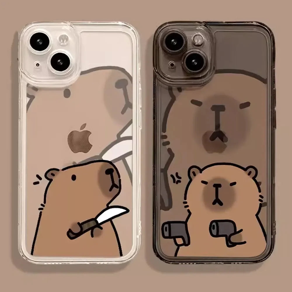 Cute Cartoon Capybara Phone Case For iPhone 17 16 15 11 12 14 13 Pro Max Mini XS XR 7 Plus 16E Air Shockproof Cover Shell Fundas Vue