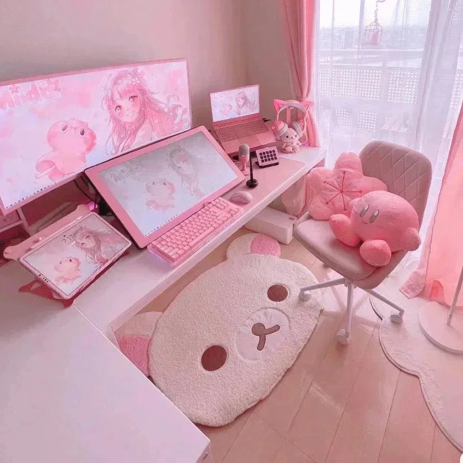 Rilakkuma Plush Floor Mat Soft Cartoon Cute Korean Bedside Rug Cozy Bedroom Carpet For Kids Teens Women Home Birthday Gift Vue
