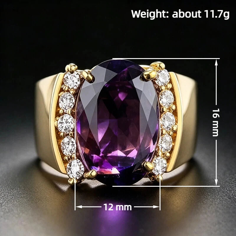 Huitan Purple CZ Wedding Ring for Women | Elegant Engagement Band Fashion Ring Vue