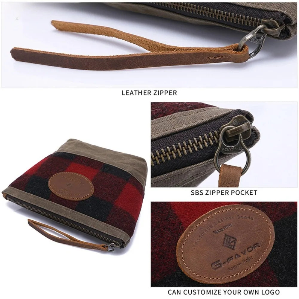 Handbag Women's Handbag Oil Wax Canvas British Retro Zipper Women's Handbag Change Bag Large Capacity Vue