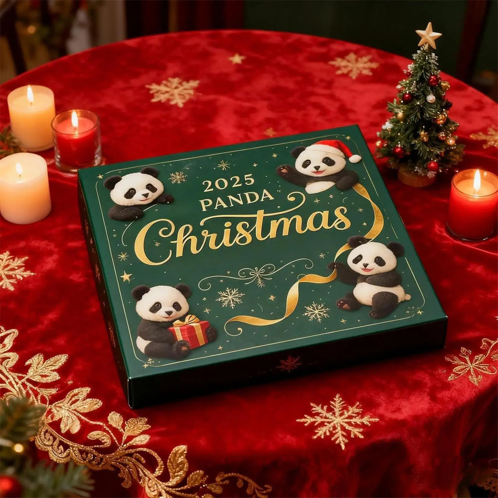 Panda Christmas Countdown Calendar - 24 Days Flat Panda Ornament Advent Calendar for Wall, Desk, Tree, Gift for Kids, Teens Vue