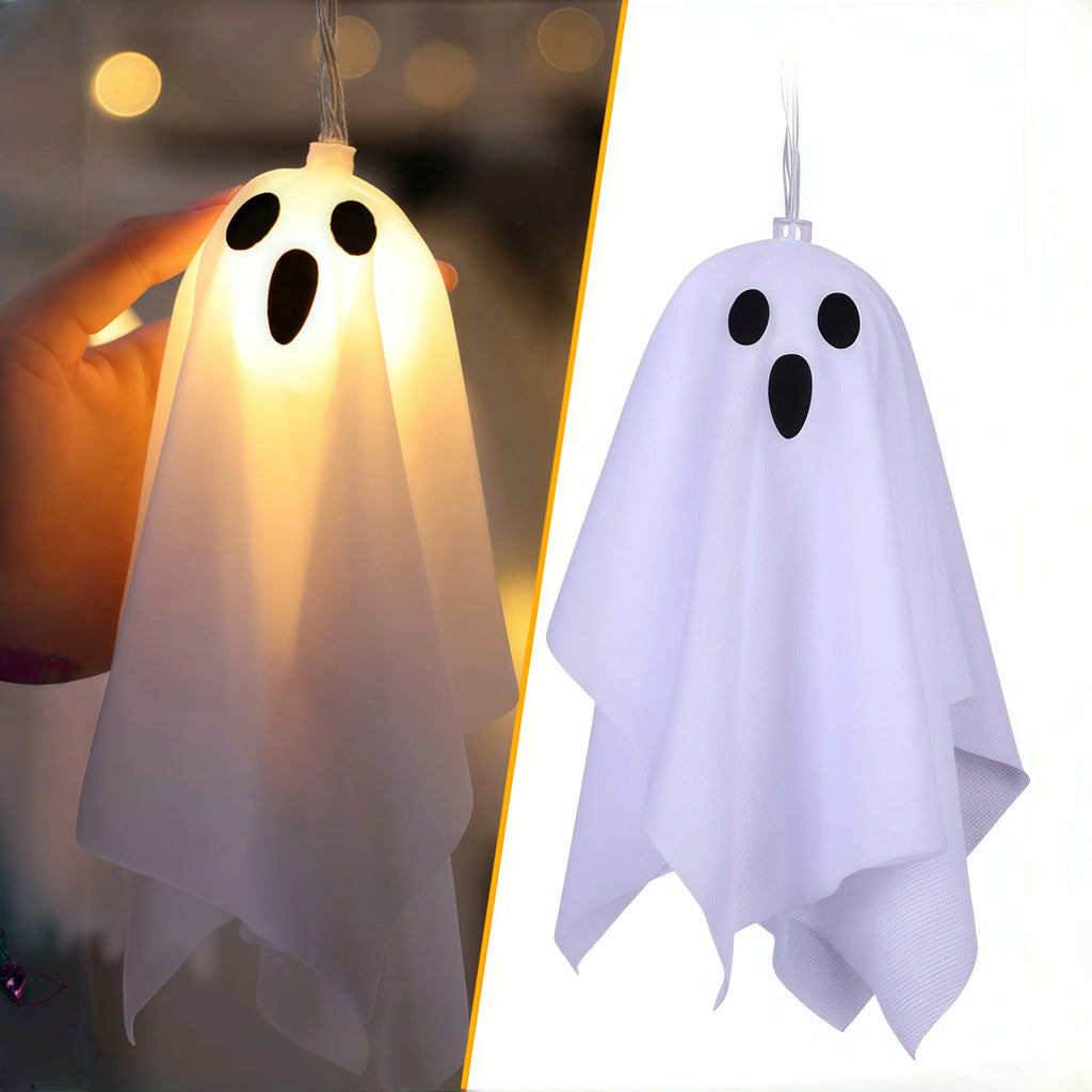 Spooky Ghost LED Garland String Lights, Halloween Hanging Fabric Decor Lights for Mantel Porch Haunted House Holiday Decoration Vue