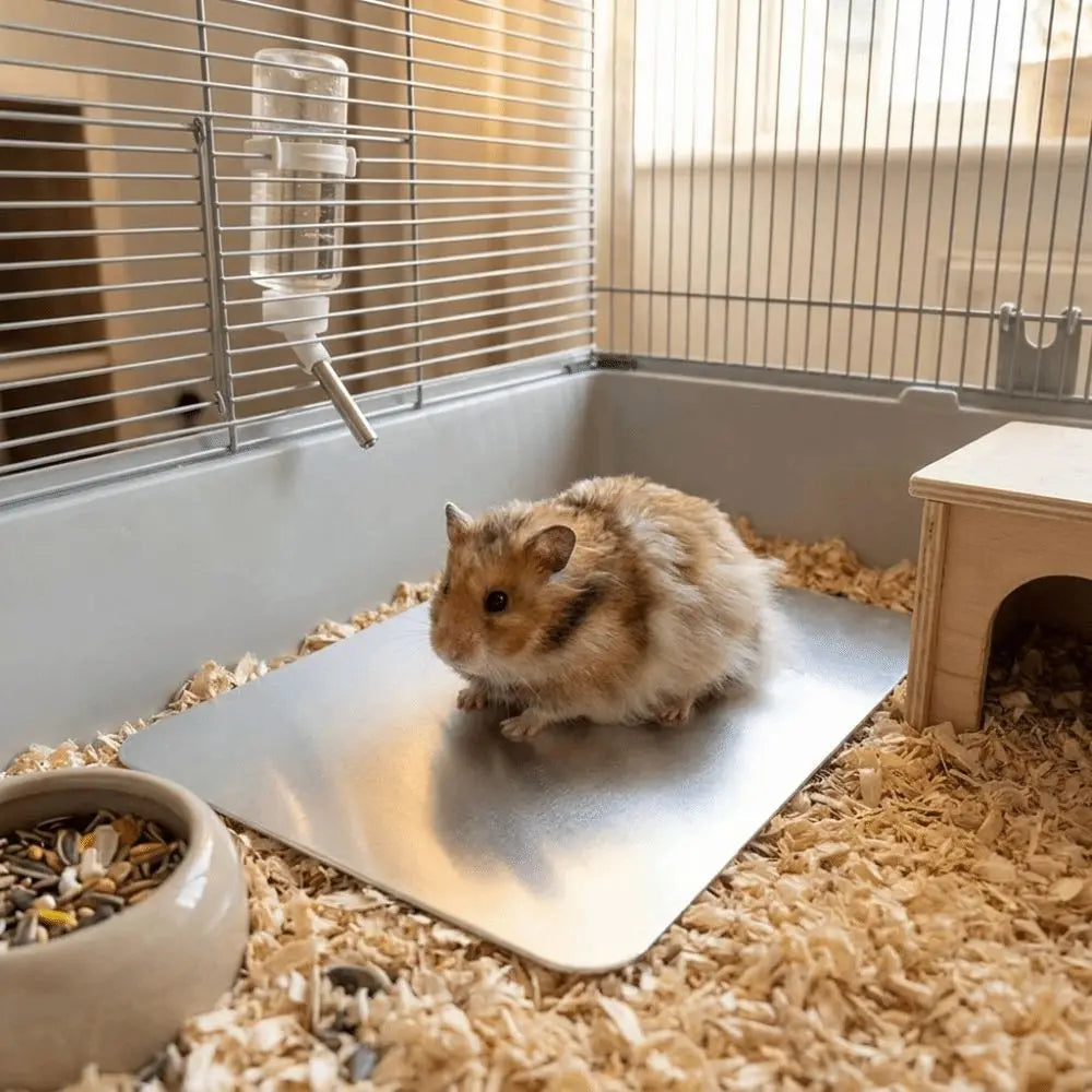 Aluminum Pet Cooling Mat Bite Resistance Lightweight Hamster Heat Dissipation Plate Fast-cooling Portable Cooling Hamster Bed Vue