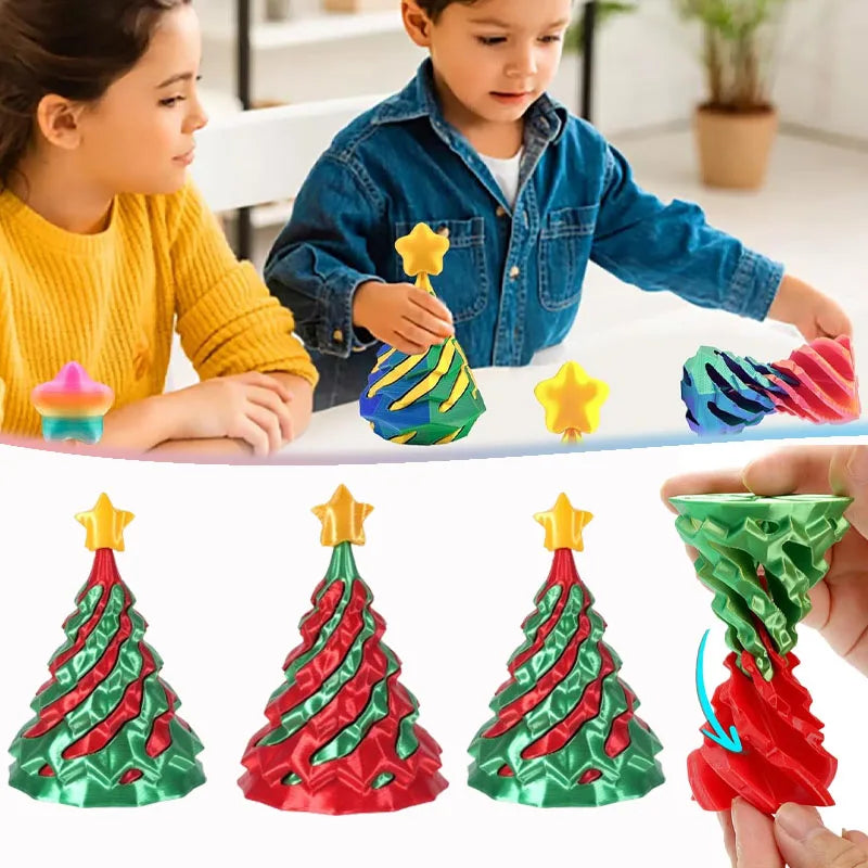 3D Printed Dual Color Spiral Christmas Tree Toy Creative Swirl Cone Stress Relief Gift for Kids Holiday Decoration Xmas Gift Vue