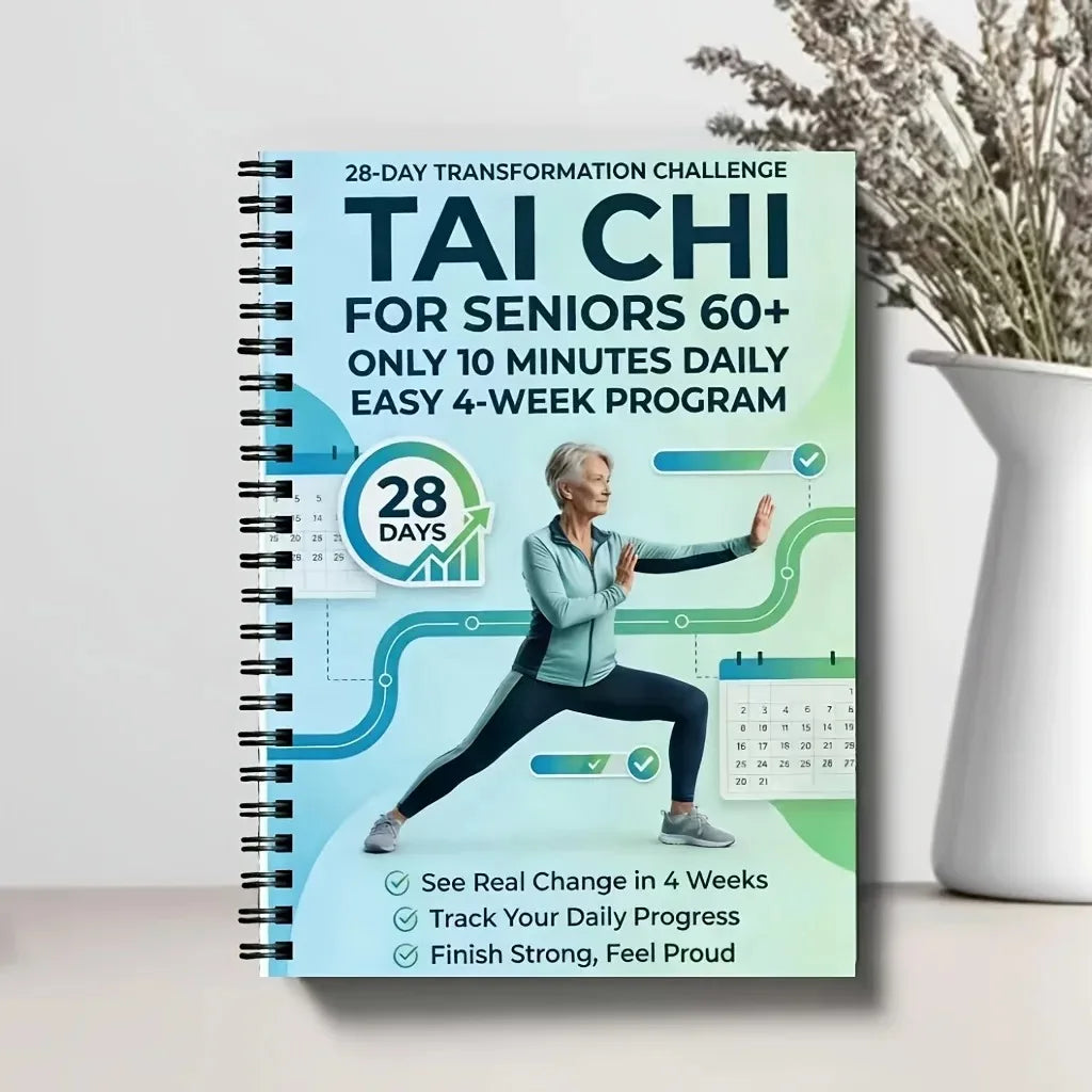 Tai Chi for Seniors 60+ 28-Day 10 Mins Daily Program Spiral Bound Beginner Friendly Guide Book for Balance Fitness Exercise Vue