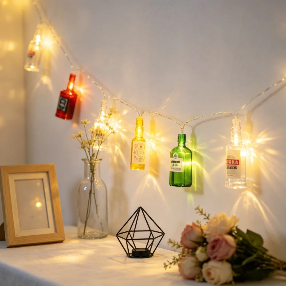 1pc LED Wine Bottle String Lights,Beer Bottle String Lights for Indoor Bars Walls Party Home Birthday Christmas,Battery Powered Vue