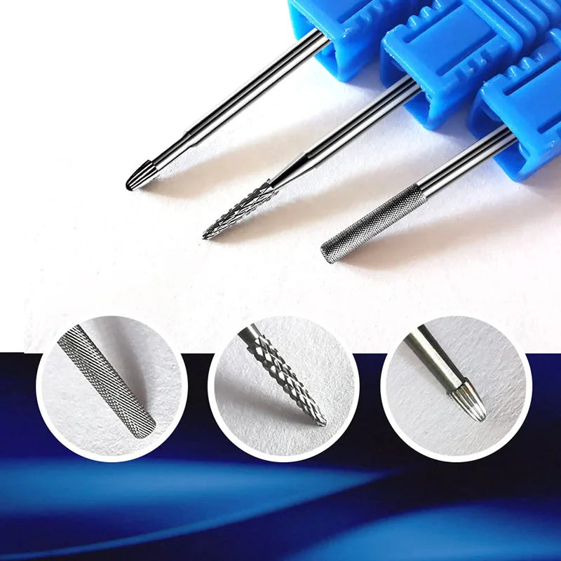 3PCS Tungsten Carbide Nail Drill Bits, Nail Buffer Trimmer, Cuticle Remover Under Nail Cleaner Manicure Tools Vue