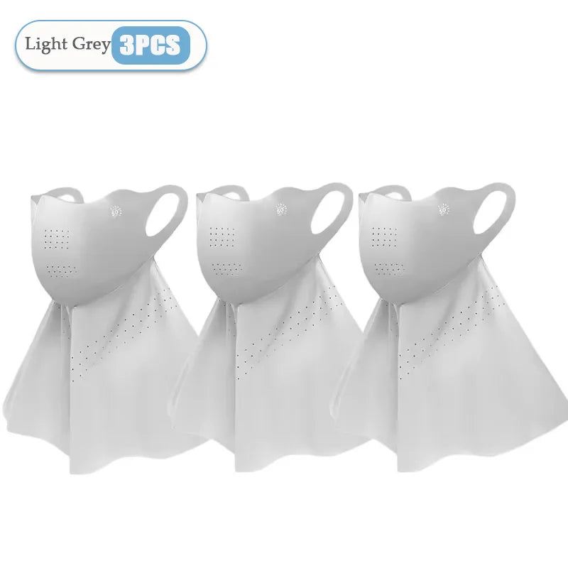 1-10pcs Ice Silk Mask Summer Face Scarves UV Protection Neck Wrap Cover Face Shield Sun Proof Bib Personalized Windproof Vue Light Grey-3PCS