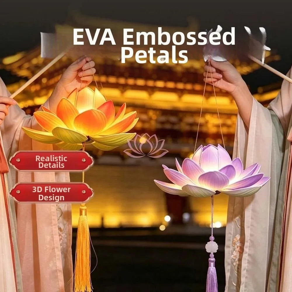 Ancient Style Lotus Lantern Creative Design Elegant Tassel Flower Lamp DIY Material Warm Light Handheld Light Festival Gift Vue