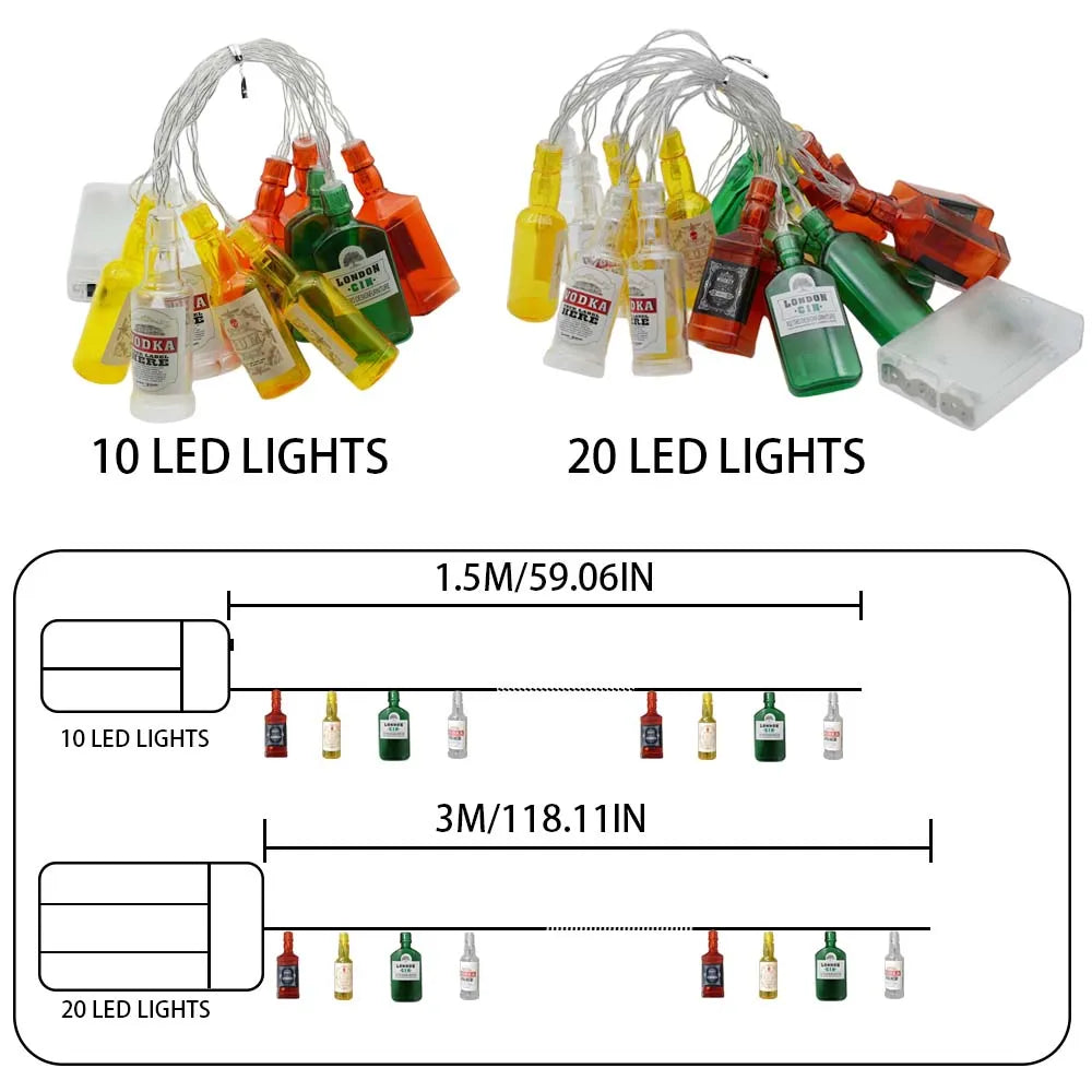 1pc LED Wine Bottle String Lights,Beer Bottle String Lights for Indoor Bars Walls Party Home Birthday Christmas,Battery Powered Vue