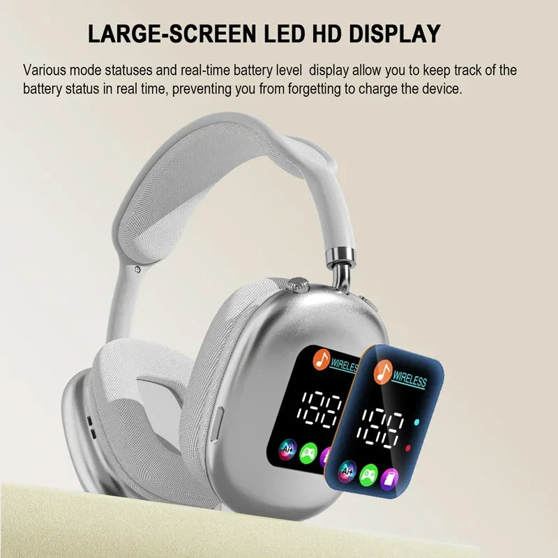 Wireless Headphone AKZ MAX600 Noise Cancelling Headphones Can Use Memory Card Hybrid With Touch Control LED Screen Vue