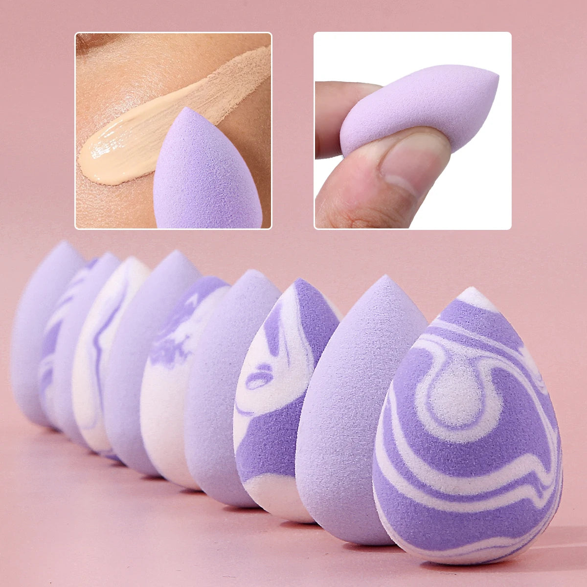 10 PC Quick Set Foundation Concealer Water Drop Makeup Sponge Set - Complete Set. Soft, Elastic, and Skin-Friendly Sponge Materi Vue