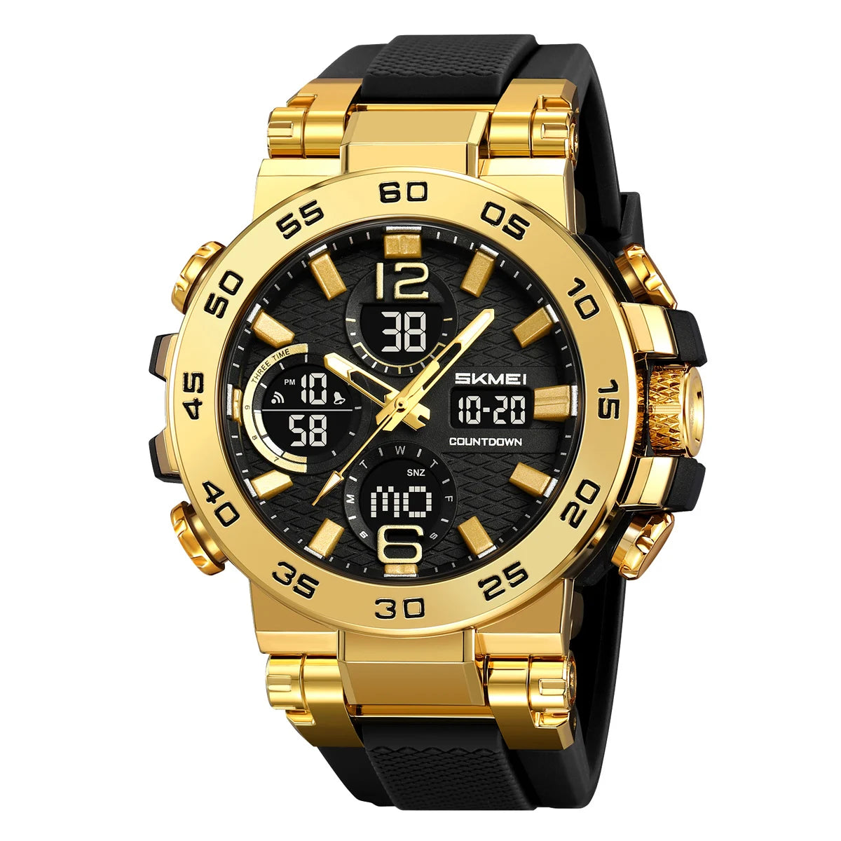 SKMEI 2499 Men's Sport Digital Watch – LED, Alarm, Waterproof Digital Sport Watch Vue gold China Mainland