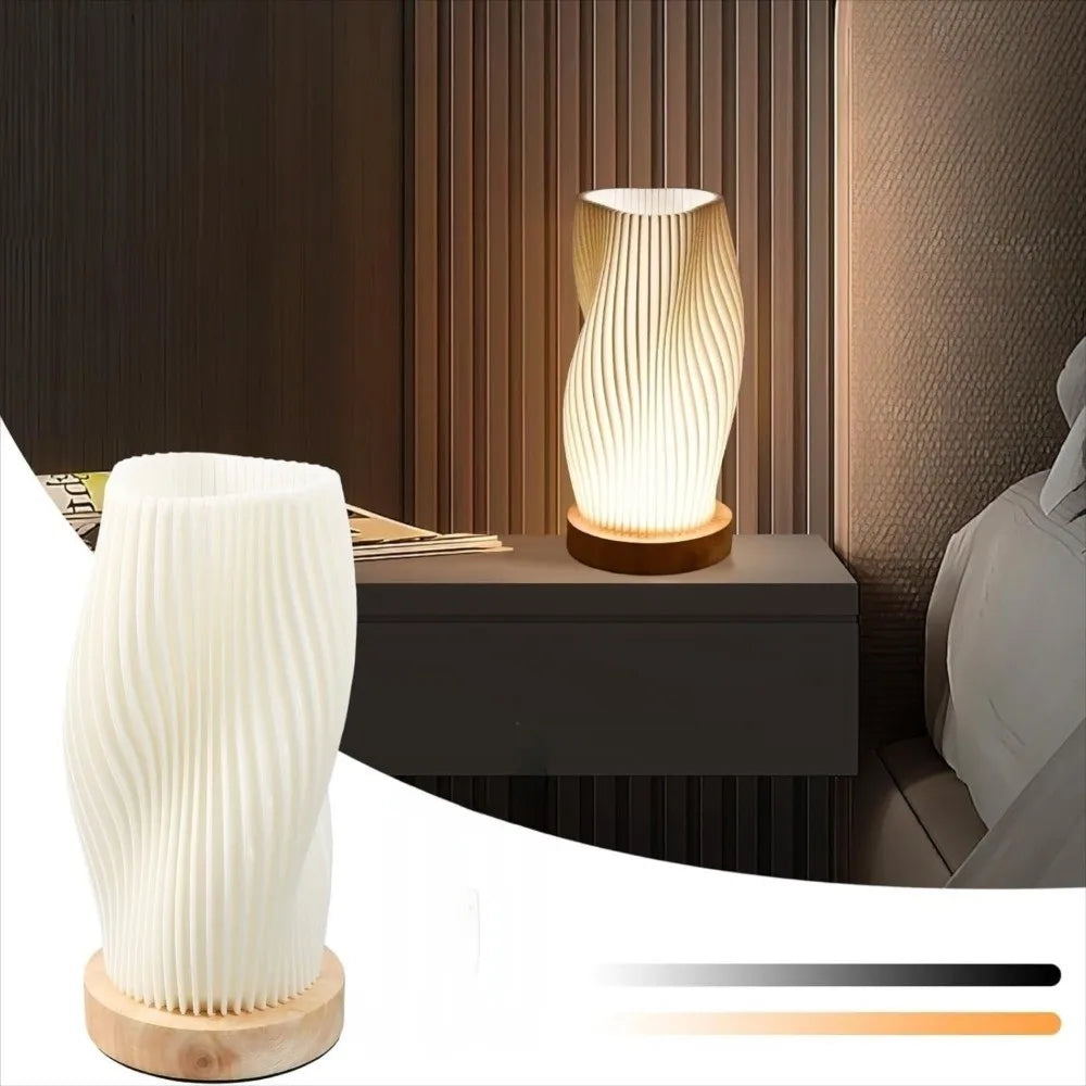 Dimmable 3D Pleated Table Lamp Atmosphere Lamp 3 Color INS Minimalist LED Desk Lamp Eye Protection Home Decoration Bedside Lamp Vue