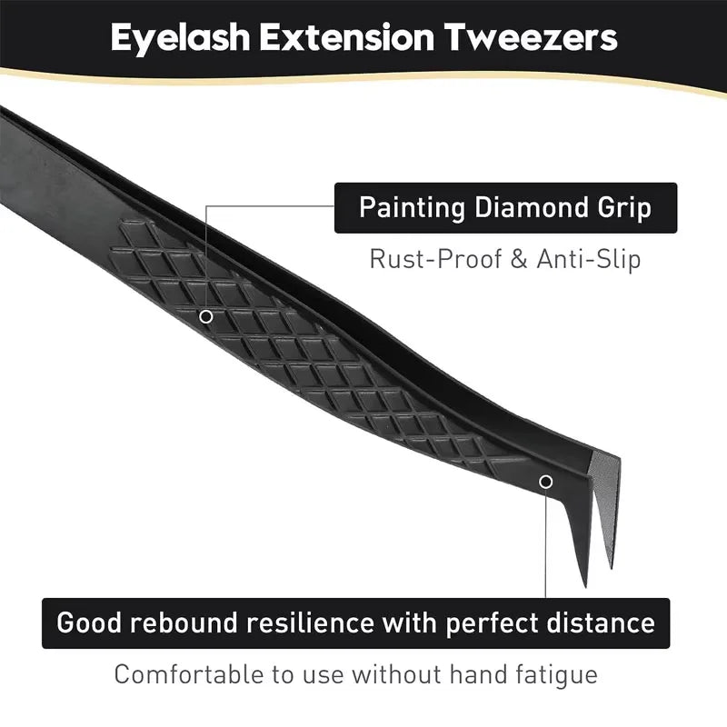 5pc Fiber Tip Eyelash Extension Tweezers Set with Case | SENSE LASHES Eyelash Extension Tweezers Vue