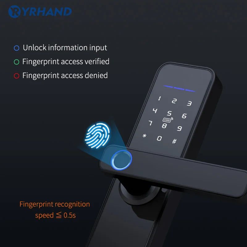 X5 Tuya Zigbee Fechadura Eletronico Digital Waterpoof Door Lock Biometric Fingerprint Replaceable Direction Smart Door Lock Vue
