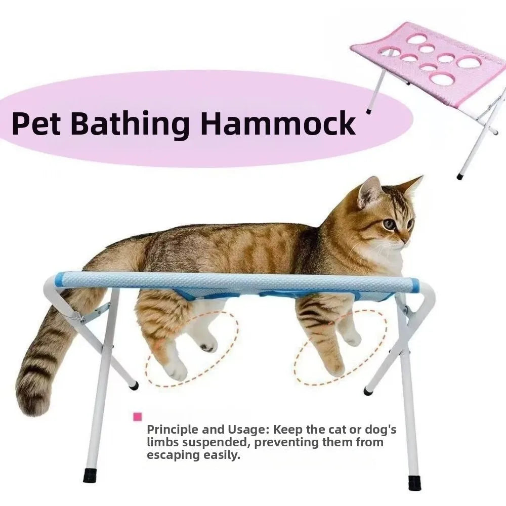 Anti-Scratch Pet Bathing Rack Anti-Bite Fast Dry Mesh Small Dog Grooming Tool Foldable Non-slip Cat Washing Hammock Pet Grooming Vue