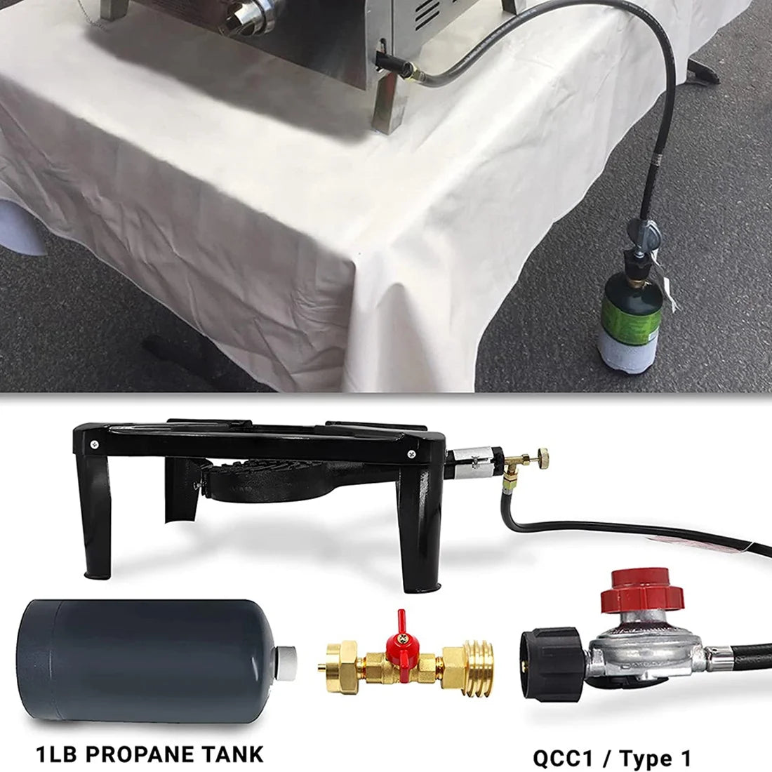 ABKW-1 Lb To 20 Lb Propane Tank Adapter With Valve, Converter Universal For 1Lb/16.4Oz Disposable Throwaway Cylinder Vue