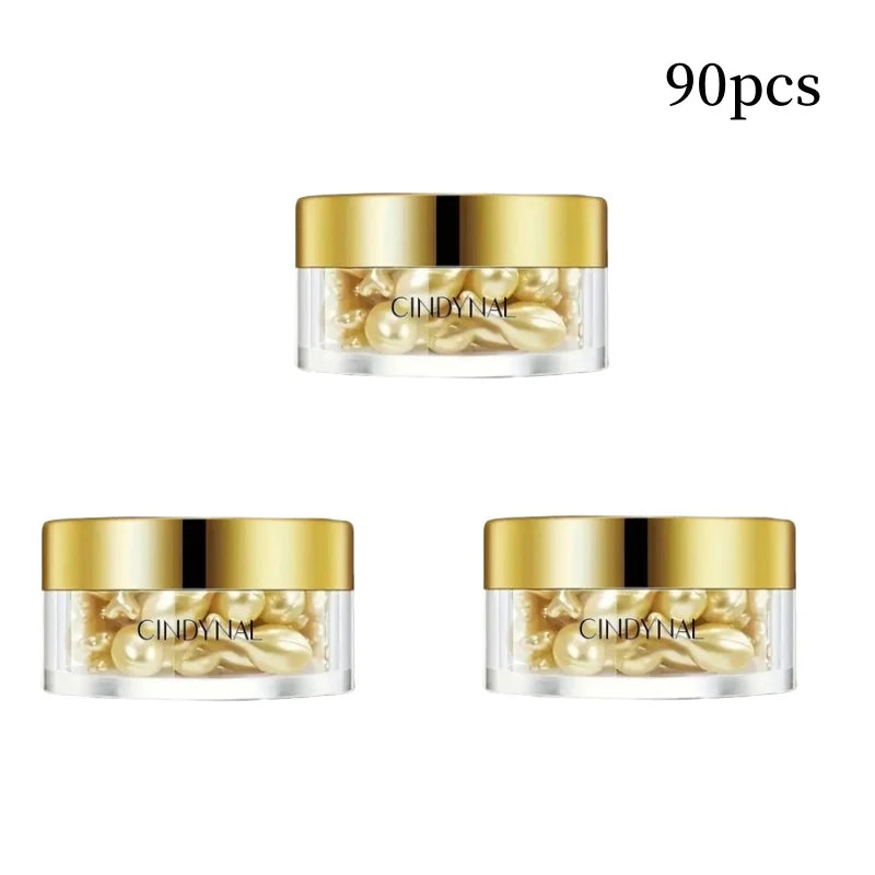 90 Capsules - Placenta and Hyaluronic Acid Essence Capsules - Deeply Nourishes and Moisturizes the Skin, Revealing Youthful Skin, Suitable for Locking in Moisture on the Face and Neck - Easy to Carry, Use Anytime, Anywhere, P Vue 90Pcs