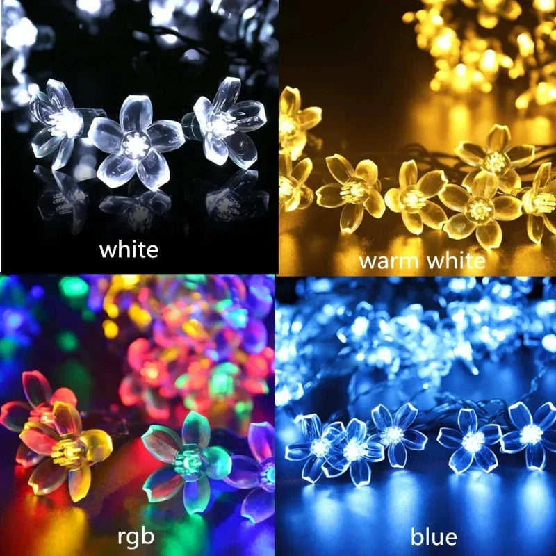 1pc 10M 80LED Cherry Blossom Flower String Lights with 8 Lighting Modes USB Powered for Home Garden Party Festival Decoration Vue