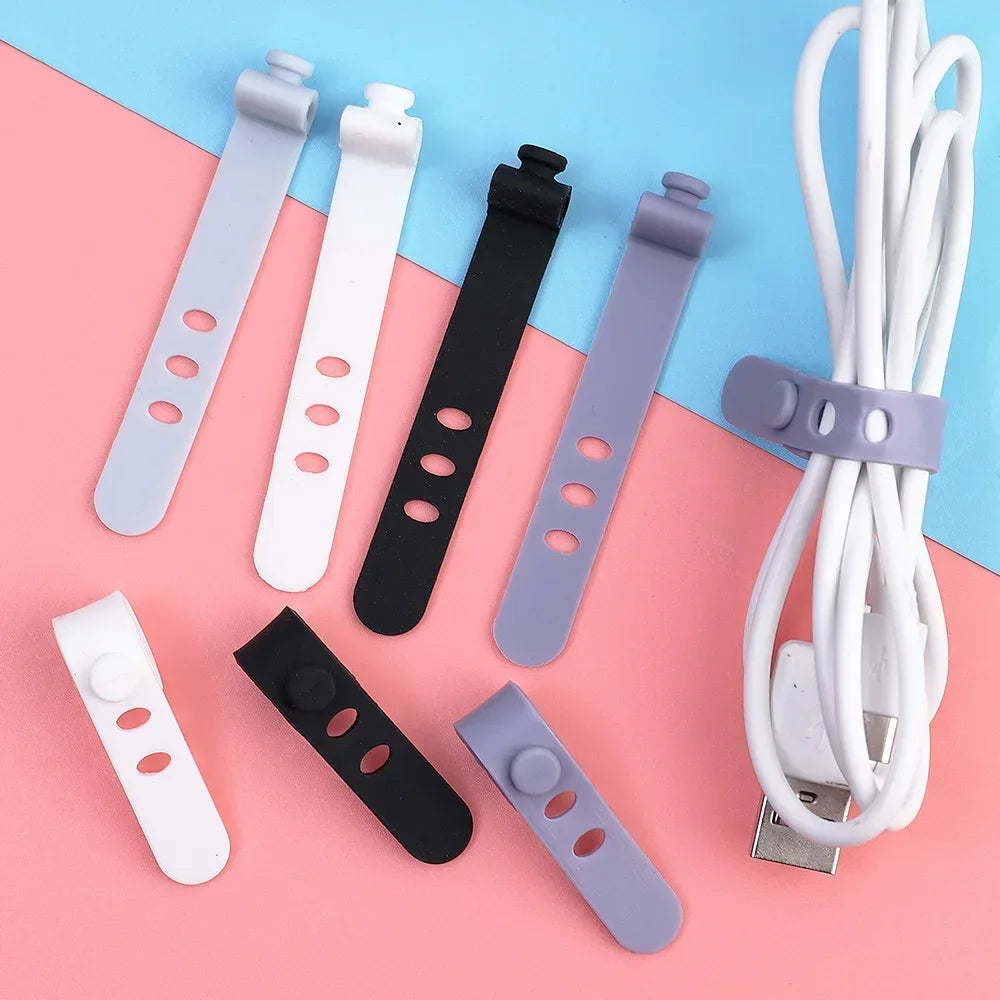 5PCS Reusable Cable Organizer Earphone Clip Charger Cord Management 3 Hole Line Storge Holder Line Bobbin Winder Straps Vue
