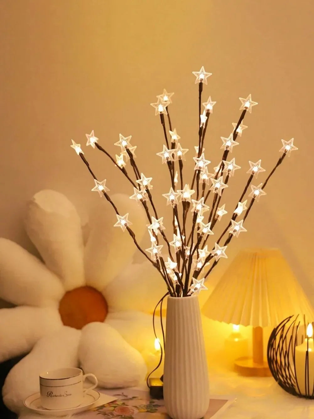 1PC 20LED star moon branch light,powered by 2AA batteries(excl),used for wedding,indoor,courtyard,party and Ramadan decoration Vue