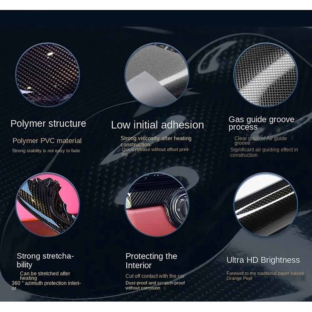 50x30CM Carbon Fiber Vinyl Film 3D 6D Matte Effect Gloss Motorcycle Vue