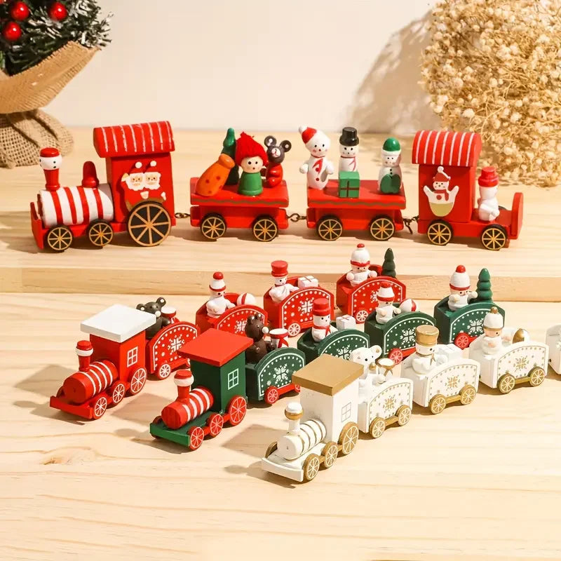 Christmas Miniature Train Decoration Santa Claus Holiday Festive Table Ornament Baking Decoration Scene Prop Home Display Vue