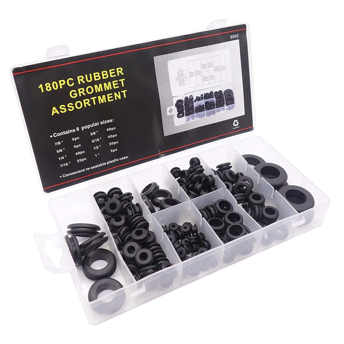 180Pcs Rubber Grommets Sealing Rings Assortment of Rubber Washers for Wires Plugs Cables Rubber Grommet for Wires Plugs Cables Vue