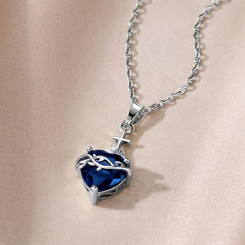 Huitan Heart Cubic Zirconia Pendant Necklace | Women's Fashion Pendant Necklace Vue XL1650 45cm