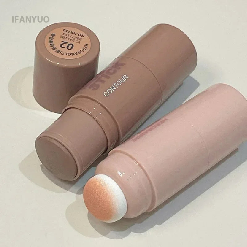 Double Head Contour Stick Bronzer with Brush Face Nose Shadow Cream Highlight Pen Waterproof Lasting Contouring Makeup Cosmetics Vue