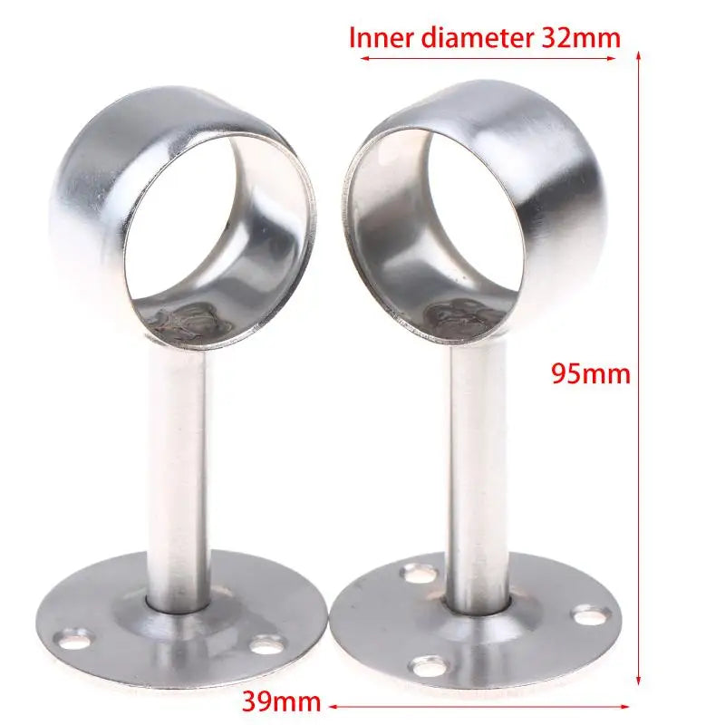 2Pcs Stainless-Steel Flange Rod Holder 19/22/25MM Ceiling Mount Curtain Rod Bracket Shower Curtain Rod Holder Pipe Flange Socket Vue 32