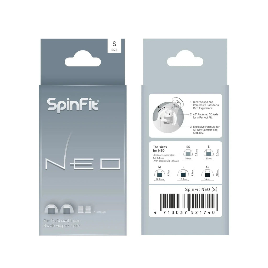 SpinFit NEO Silicone IEM Eartips | Patented 3D Axis Fit IEM Eartips Vue S