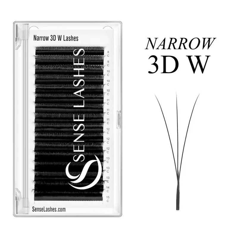 Narrow W-Shape Premade Fan Lash Extensions 3D 4D 5D – 16 Rows Premade Fan Lashes Vue Narrow 3D W D 0.07mm|MIX8-15mm
