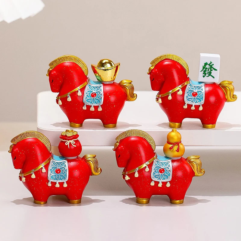 Creative Transfer Zodiac Horse Back Lucky Bag Ingot Can Be Rotated Home Decoration Office Desktop Decoration Vue