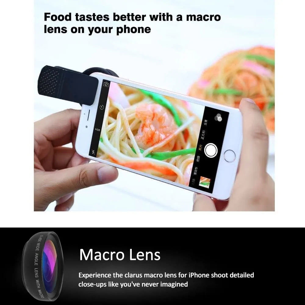 2 IN 1 Lens Universal Clip 37mm Mobile Phone Lens Professional 0.45X 49uv Super Wide-Angle + Macro HD Lens For iPhone Android Vue