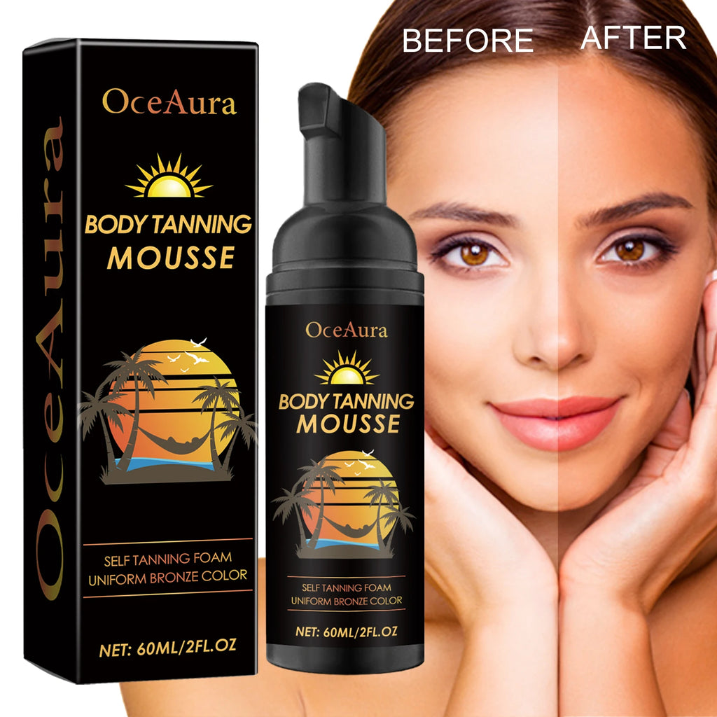 Tanning Accelerator Mousse Summer Skin Self Tanner Natural Glow Body Bronzer Sunbathing Keep Moisturizing Sunless Tanning Lotion Vue