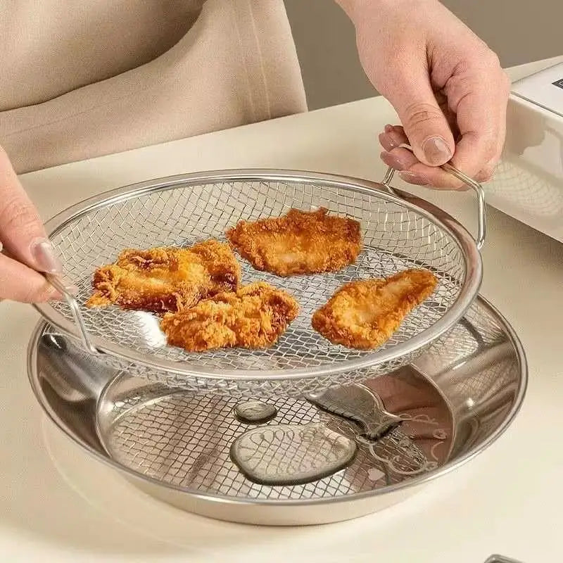 Efficient Cooking Oil Strainer with Double Handles Round Shape for Stainless Steel Durability Vue