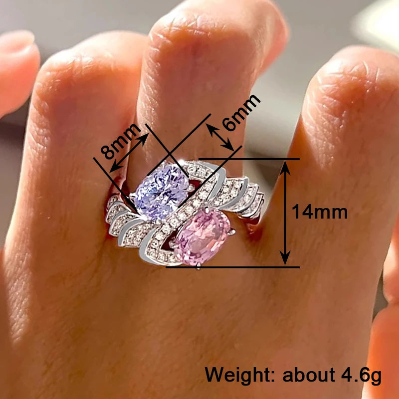 Huitan Purple Pink Cubic Zirconia Sparkling Women's Ring Fashion Ring Vue