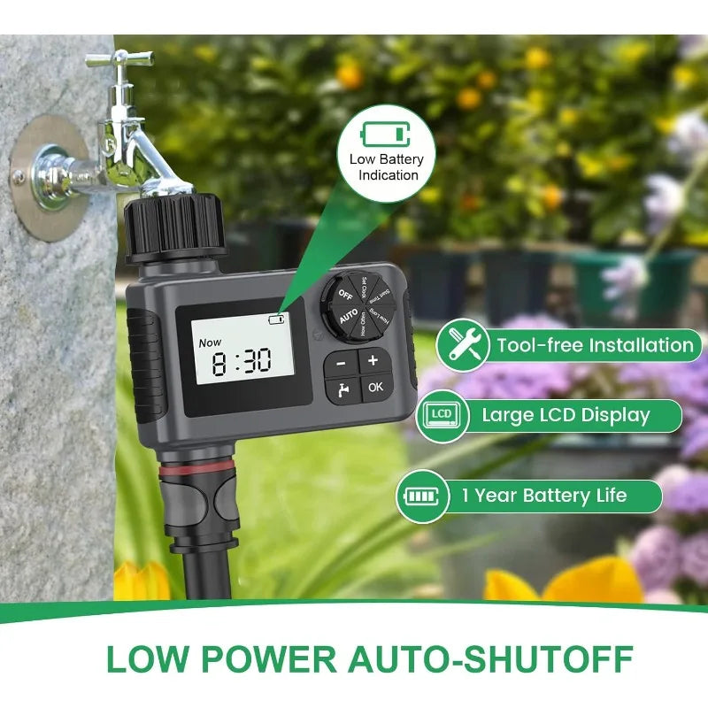 Water Timer Programmable for Garden Hose with Rain Delay/Manual/Auto Irrigation System Outdoor Sprinkler Timers for Lawn Yard Vue