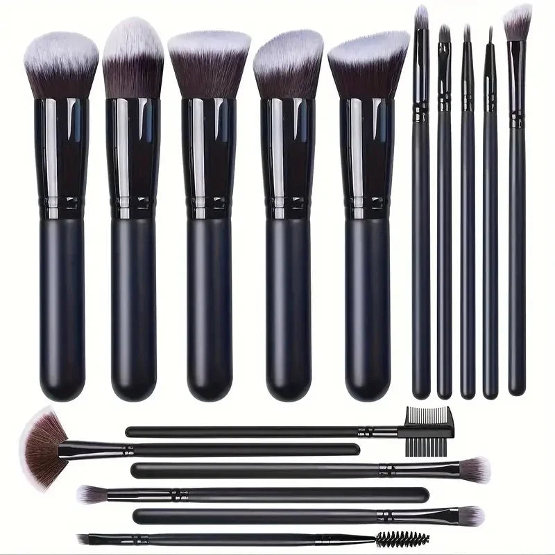 Premium Makeup Brushes Set Portable Travel Soft Eye Shadow Brush Foundation Powder Eyelash Concealer Blush Make Up Brush Set Vue AMZ-16BK