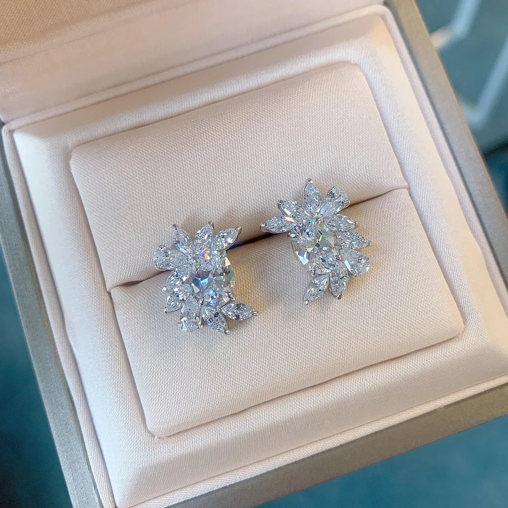 Huitan Crystal & Yellow CZ Stud Earrings | Bridal Jewelry CZ Stud Earrings Vue