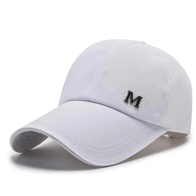 Men Women Baseball Cap Summer Cotton Hat Snapback Hip-Hop Cap Adult Sport Sun Hat Casual Long Brim Sunscreen Golf Cap Vue White