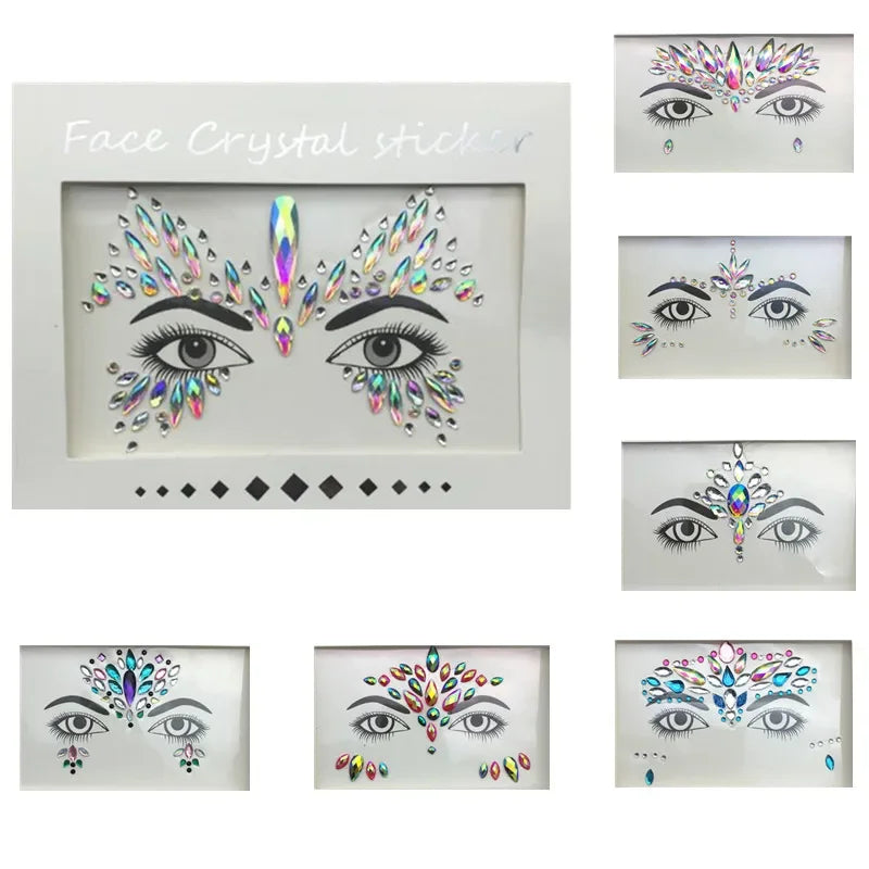 Masquerade Face Decoration DIY Jewelry Acrylic Rhinestone Festival Party Temporary Tattoo Fashion Face Stickers for Women Vue