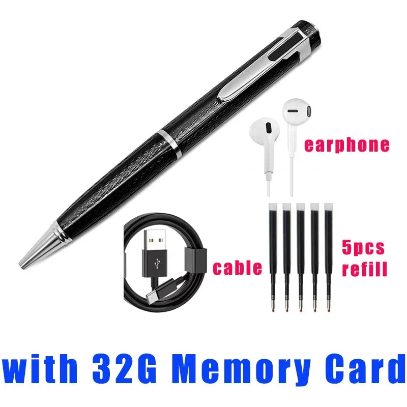 8GB-128GB Digital Voice Recorder Professional Audio Record Noise Reduce Dictaphone MP3 Player Business Meeting Recording Pen Vue white-32GB Card