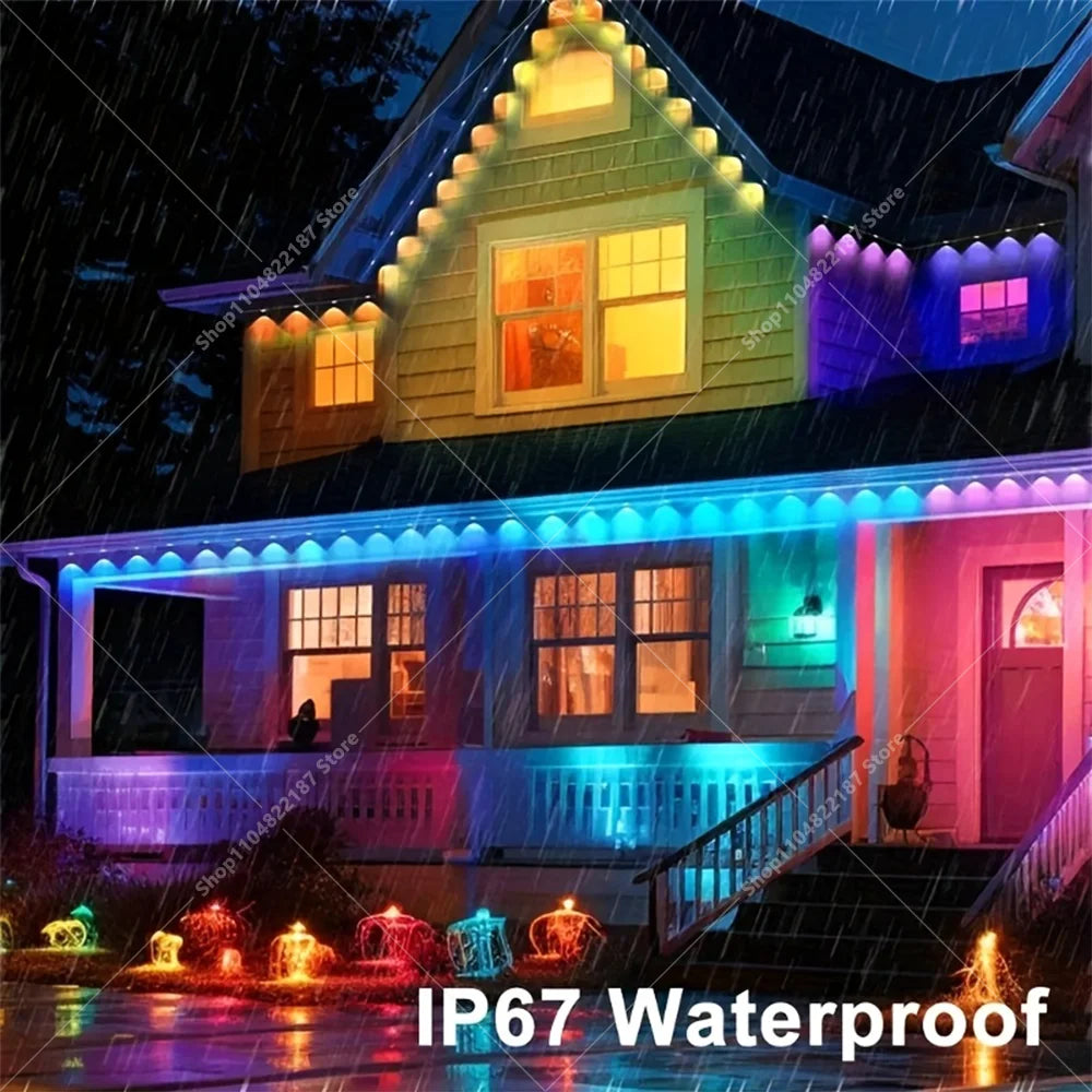 300FT 180LED Permanent Eaves LED Lights Outdoor Waterproof RGB String Lights DIY Scene Christmas Birthday Holiday Party Lighting Vue